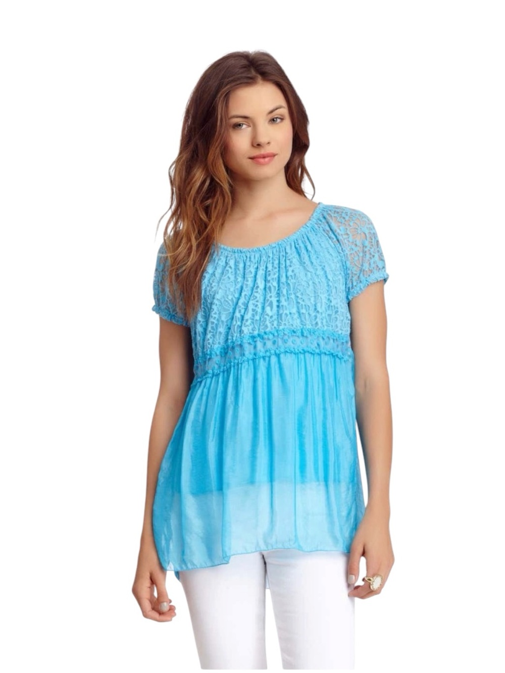 NWT LOLA MADE IN ITALY embroidered silk blend blouse—Size Medium